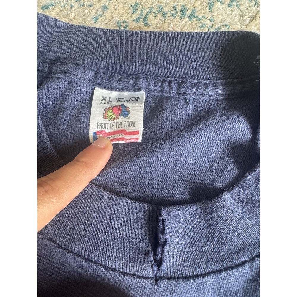 Vintage 90s Police Dept T Shirt XL Fruit of the Loom Single Stitch Navy - Picture 2 of 3